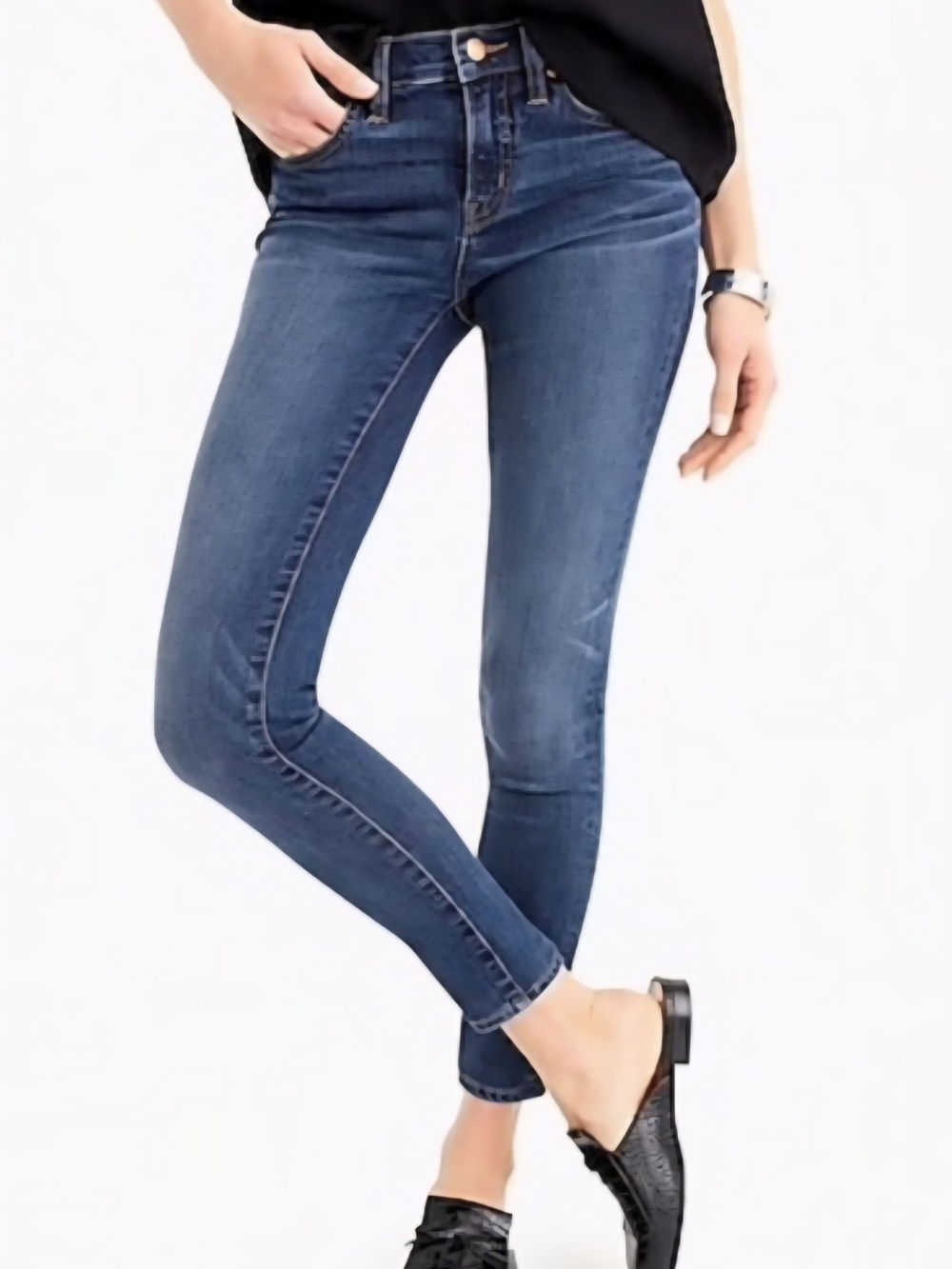 High-Rise Indigo Skinny Jeans — Stretch Denim